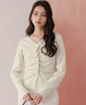 フロントギャザーニットトッ…