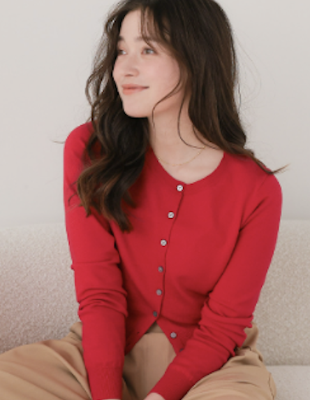 クルーネックニットカーディガ…